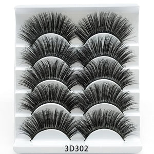 Five Pairs Of Soft Cotton Stalk 3D False Eyelashes