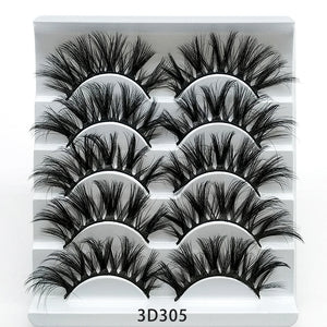 Five Pairs Of Soft Cotton Stalk 3D False Eyelashes