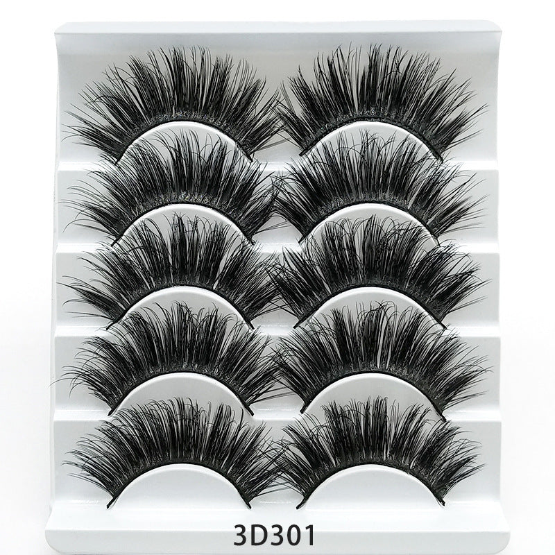 Five Pairs Of Soft Cotton Stalk 3D False Eyelashes