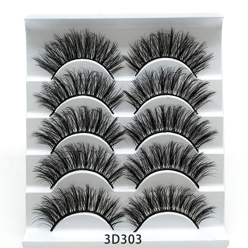 Five Pairs Of Soft Cotton Stalk 3D False Eyelashes