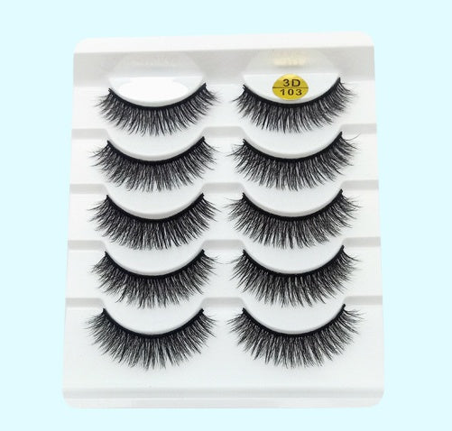 Five Pairs Of Soft Cotton Stalk 3D False Eyelashes