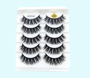 Five Pairs Of Soft Cotton Stalk 3D False Eyelashes